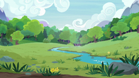 Wide open meadow of grass and water S7E5