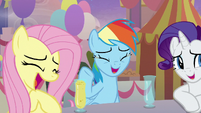 Fluttershy, Rainbow, and Rarity laughing S9E26