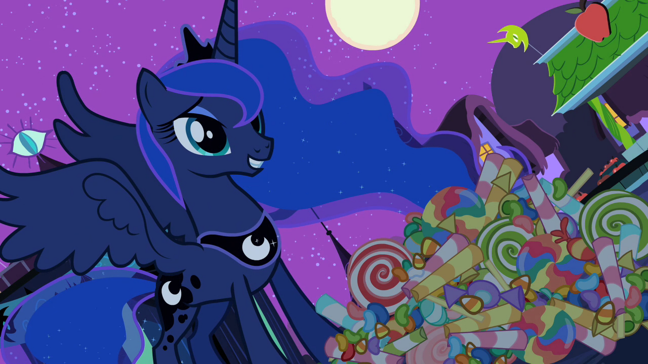 Princesa Luna Pensando, personagem My Little Pony em preto e roxo