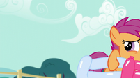 Scootaloo walks away with her balloon baby bottle S5E19