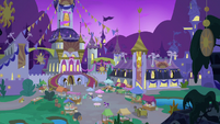 Canterlot Castle courtyard before sunrise S9E17