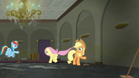 Fluttershy runs towards the room Rarity is in S6E9