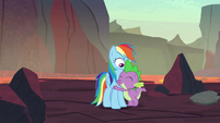 Spike hugging Rainbow Dash S7E25