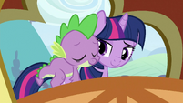 Spike on Twilight's back 3 S3E2