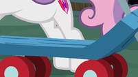 Sweetie Belle trips over Scootaloo's scooter S8E12