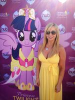 The voice actress behind the pony...or in the case of this photo, in front of the pony.