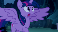 Twilight with her wings open determined S5E26