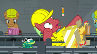 Factory stallion slips on banana peel S9E14