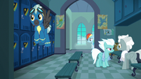 The Wonderbolts in the academy locker room S7E7