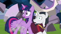 Twilight and Chancellor Neighsay in shock S8E1