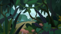 Distance view of Fluttershy outside the forest S9E18