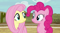 Fluttershy and Pinkie listen to Rainbow Dash S6E18