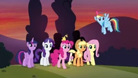 Mane 6 watching Cheese leave S4E12