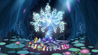 Mane Six and Pillars in front of Tree of Harmony S7E26