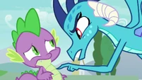 Princess Ember points at Spike accusatorily S7E15.png (919 KB) "I've barely seen you all day!"