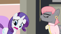 "Uhhhh..." says a cute Rarity.