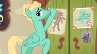 Zephyr Breeze hanging posters of himself S6E11