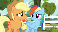 AJ and Rainbow look at each other confused S6E18