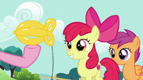 Apple Bloom being presented a balloon goldfish S5E19
