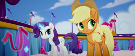 Applejack watching Pinkie bounce on stage MLPTM