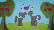 Felt cutout of two ponies falling in love BFHHS1