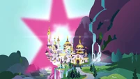 Magic rainboom over Canterlot S4E02