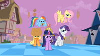 The Main ponies are about to activate the Elements. Wait, where's Pinkie?