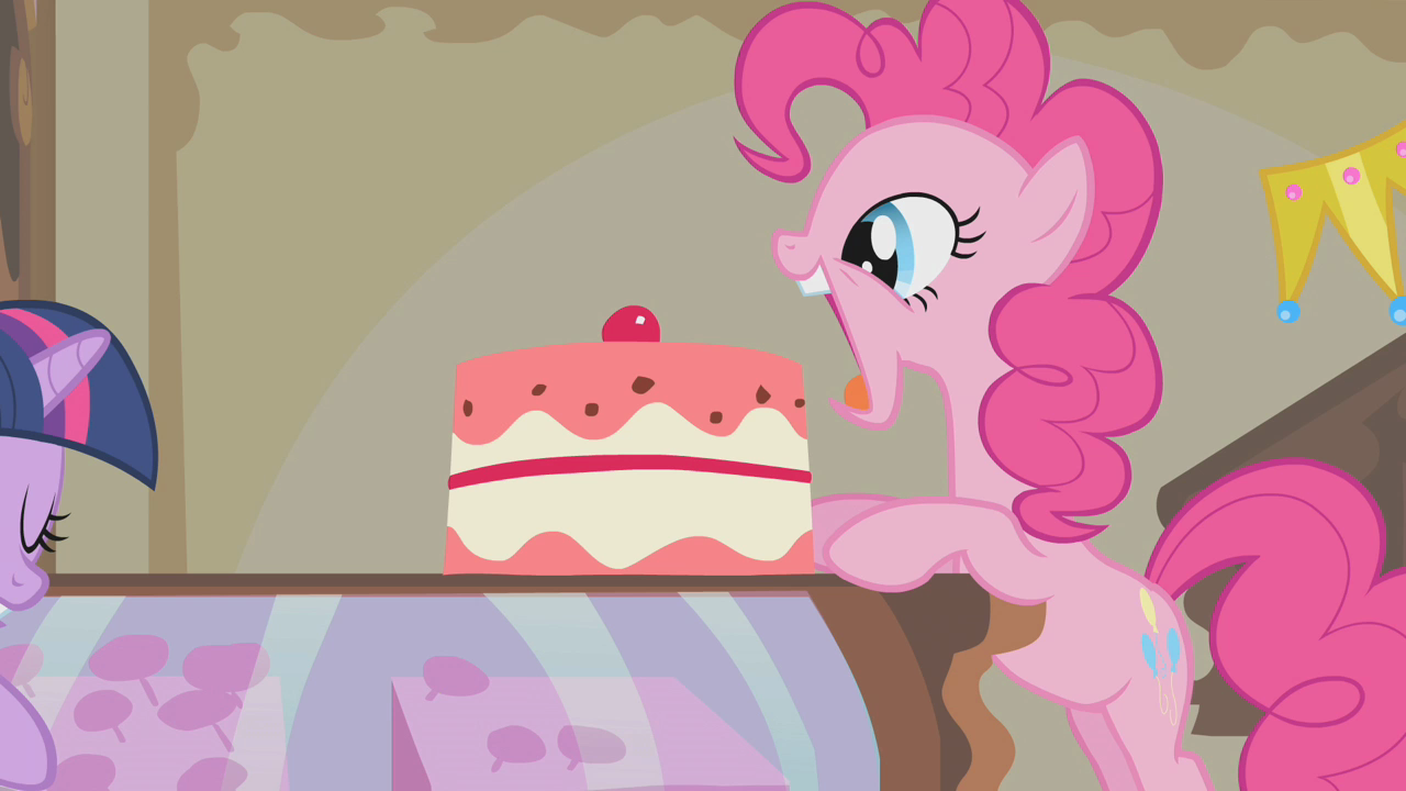 Pinkie Pie about to eat another cake S1E10.png
