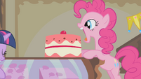 Pinkie Pie about to eat another cake S1E10