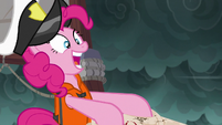 Pinkie Pie blissfully tugs on the map S6E22