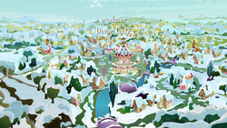 Ponyville covered in snow MLPBGE