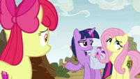 Twilight annoyed; Fluttershy rolls her eyes S9E22