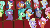 Audience ponies gasping in shock S8E5