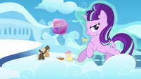 Fluttershy and bullies see Rainbow frozen in crystal block S5E26