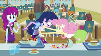 Fluttershy cleaning Twilight's shirt EG