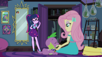 Fluttershy scratching Spike's chin EGDS7