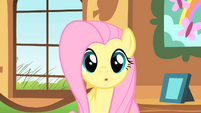 Fluttershy stares at Ponyville clock tower S01E22
