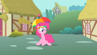 Pinkie Pie holding her twitchy tail S1E15