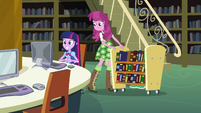 Twilight and Cheerilee in the library EG