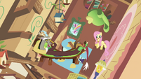 Discord and Fluttershy in spinning cottage S03E10
