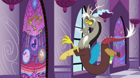 Discord playing with a stained glass window S4E26