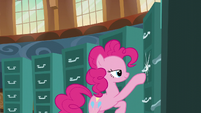 Pinkie pushing the drawer S5E19