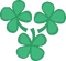 Three four-leaf clovers