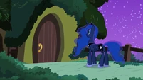 Princess Luna waiting for Twilight to bring out Fluttershy.