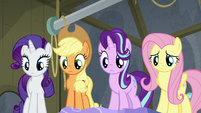 Twilight Sparkle's friends listening to her S8E7