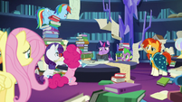 Twilight Sparkle's tired friends look at her S7E25