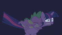 Spike is terrified of zombie ponies. Twilight is all choked up.