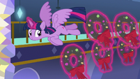 Twilight Sparkle hanging wreaths as she flies MLPBGE