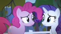 Pinkie Pie and Rarity looks at each other S4E7