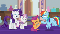 Rainbow Dash and Scootaloo hoof-bump S8E12